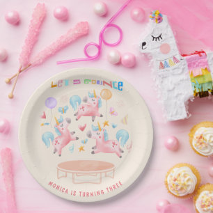 Assiettes En Carton Rebondissons sauter licorns anniversaire de enfant
