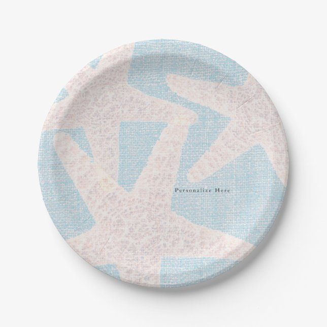 Assiettes En Carton Réception de fête sur la plage avec étoile de mer  (Devant)