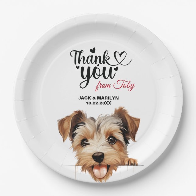 Assiettes En Carton Réception de mariage Biewer Terrier (Devant)