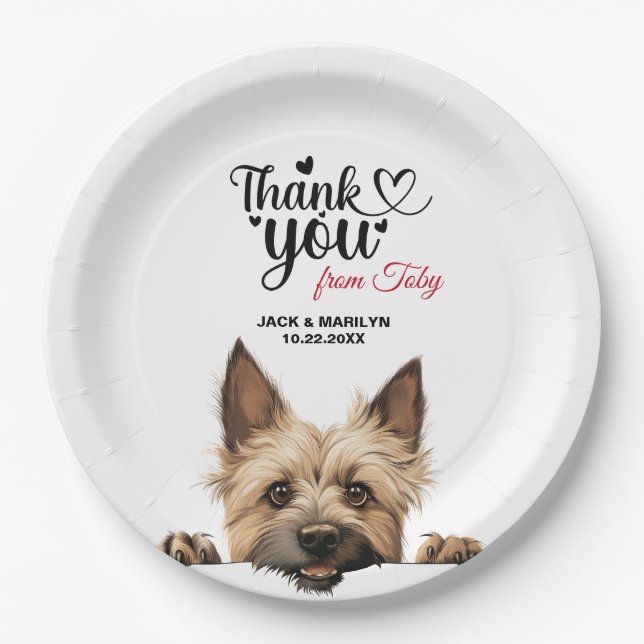 Assiettes En Carton Réception de mariage Cairn Terrier (Devant)