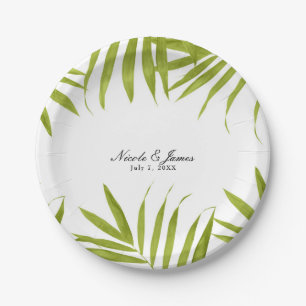 Assiettes En Carton Réception de mariage élégant d'été de feuilles tro