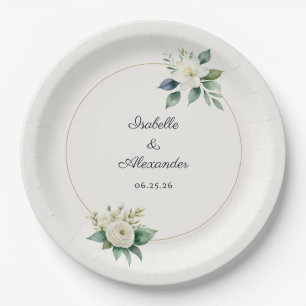 Assiettes En Carton Réception de mariage Noms des jeunes mariés et dat