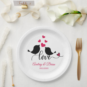 Assiettes En Carton Réception de mariage pour Inséparables personnalis