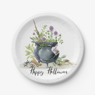 Assiettes En Carton Recette moderne Vintage de chaudron d'Halloween 1