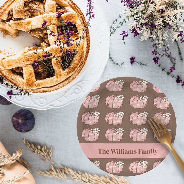 Assiettes En Carton Récolte Citrouille rose Thanksgiving Dîner (Créateur téléchargé)