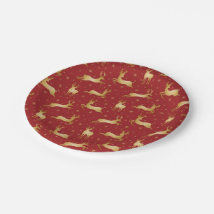 Assiettes En Carton Red and gold Christmas