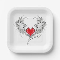 Red Angel Coeur avec ailes