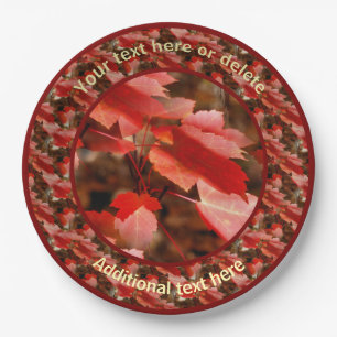 Assiettes En Carton Red Autumn quitte la fête personnalisée