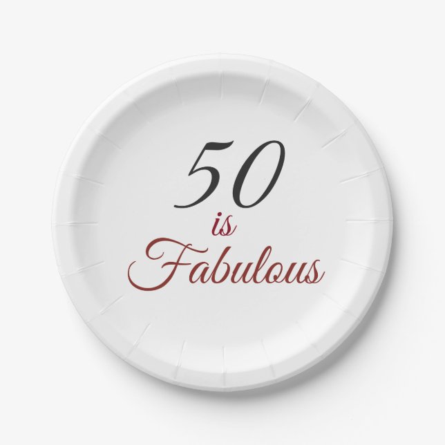 Assiettes En Carton Red & Black "50 is Fabulous" 50th Birthday Party P (Devant)
