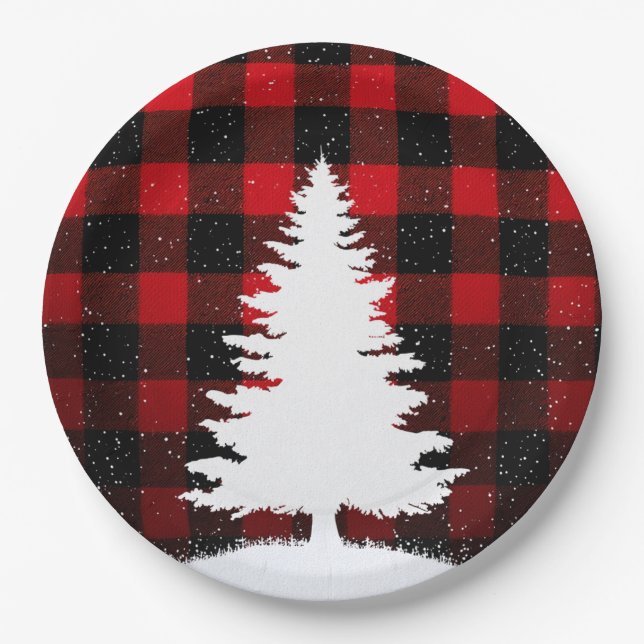 Assiettes En Carton Red Buffalo Merry Christmas Paper Plates (Devant)