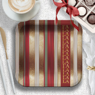 Assiettes En Carton Red Christmas Fa La La Motif#27 ID1009