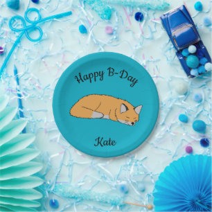 Assiettes En Carton Red Fox Joyeux anniversaire