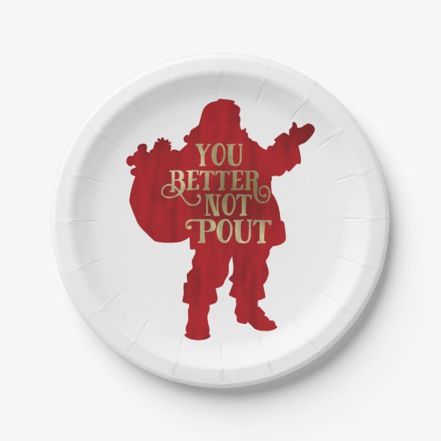 Assiettes En Carton Red & Gold Père Noël Sac de jouets Vous feriez mie (Devant)