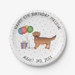 Assiettes En Carton Red Golden Retriever mignon chien de dessin - Anni