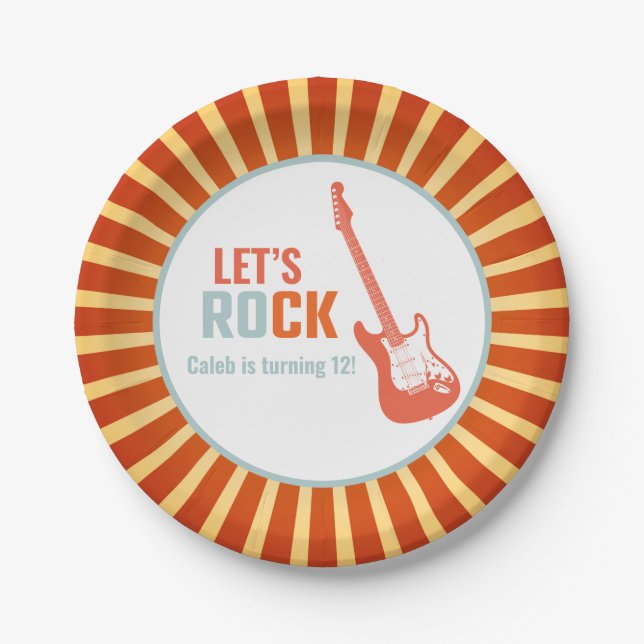 Assiettes En Carton Red Guitar Rock et Roll Rockstar Anniversaire (Devant)