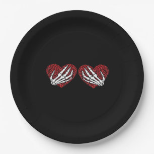 Assiettes En Carton Red Heart Skeleton Mains Classique