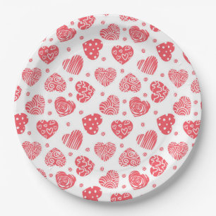 Assiettes En Carton Red Hearts Saint Valentin Amour