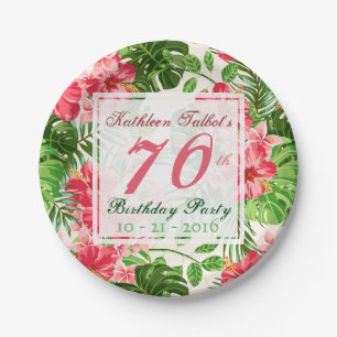 Assiettes En Carton Red Hibiscus 70e Anniversaire Plaque papier fête
