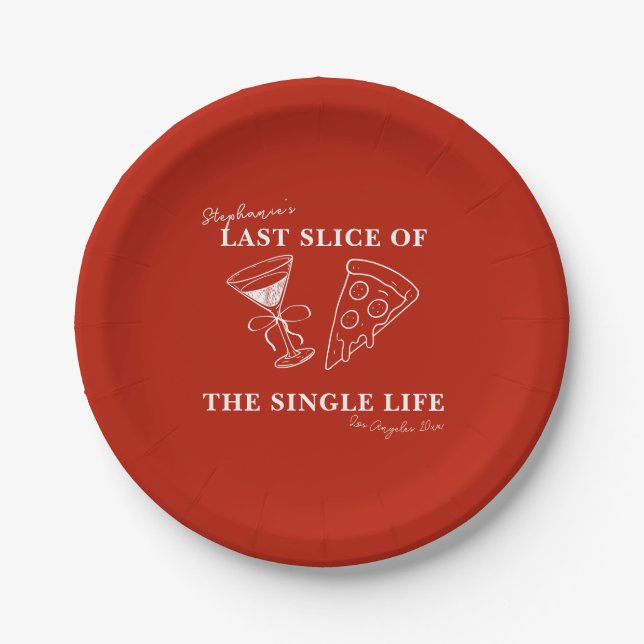 Assiettes En Carton Red Last Slice of the Single Life Bachelorette  (Devant)