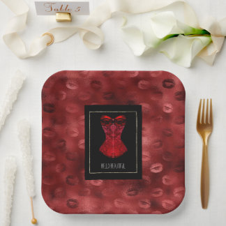Assiettes En Carton Red Lips Corset Bridal Shower