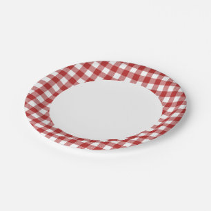 Assiettes En Carton Red n White Plaid Party