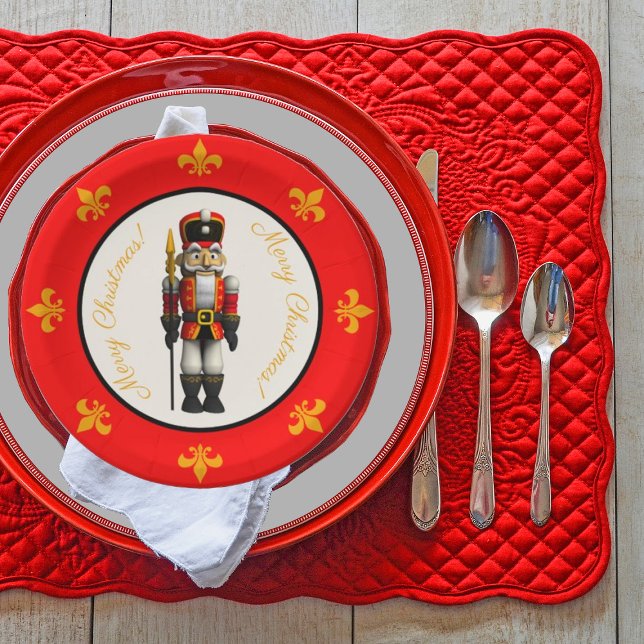 Assiettes En Carton Red Nutcracker Thème Joyeux Plaque de papier de No (Créateur téléchargé)