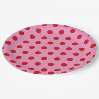 Assiettes En Carton Red Polka Dots on Pink