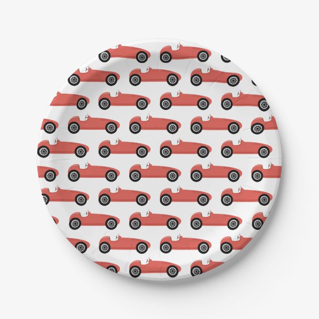 Assiettes En Carton Red Race Car Boy Racing Anniversaire (Devant)