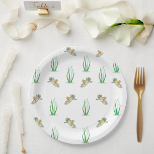Assiettes En Carton Red Robin Oiseaux & Snowdrops Jouer Motif de print
