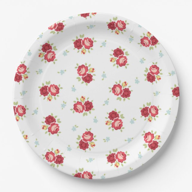 Assiettes En Carton Red Roses Country mignon et Jolies plaques en papi (Devant)