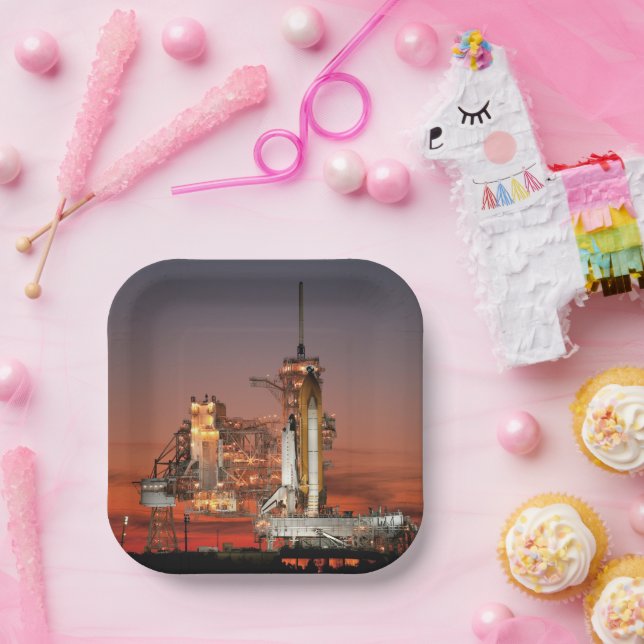 Assiettes En Carton Red Sky for Space Shuttle Atlantis Launch (Fête)