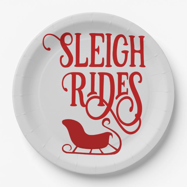 Assiettes En Carton Red Sleigh Rides (Devant)