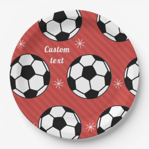 Assiettes En Carton Red Soccer Noël Festive Stried Ball & Snow