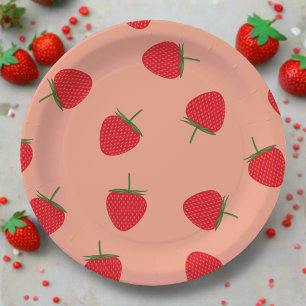 Assiettes En Carton Red Strawberries Berry Baby shower doux Anniversai