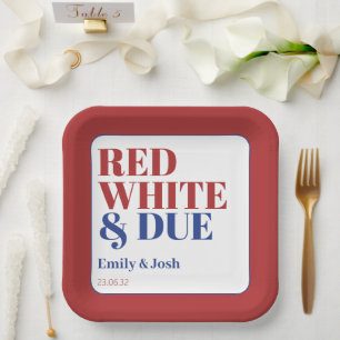 Assiettes En Carton Red White et Due 4 juillet USA Flag Baby shower