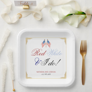 Assiettes En Carton Red White et je fais 4 juillet Mariage patriotique