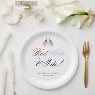 Assiettes En Carton Red White et je fais 4 juillet Mariage patriotique