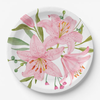 Assiettes En Carton Réduction de prix sur les lys orientaux roses illu