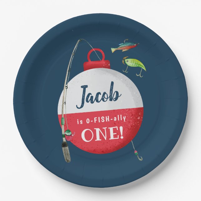 Assiettes En Carton Reeling dans le grand one Fishing Anniversaire (Devant)