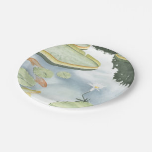 Assiettes En Carton Réflexion d'étang de Koi avec des poissons et des