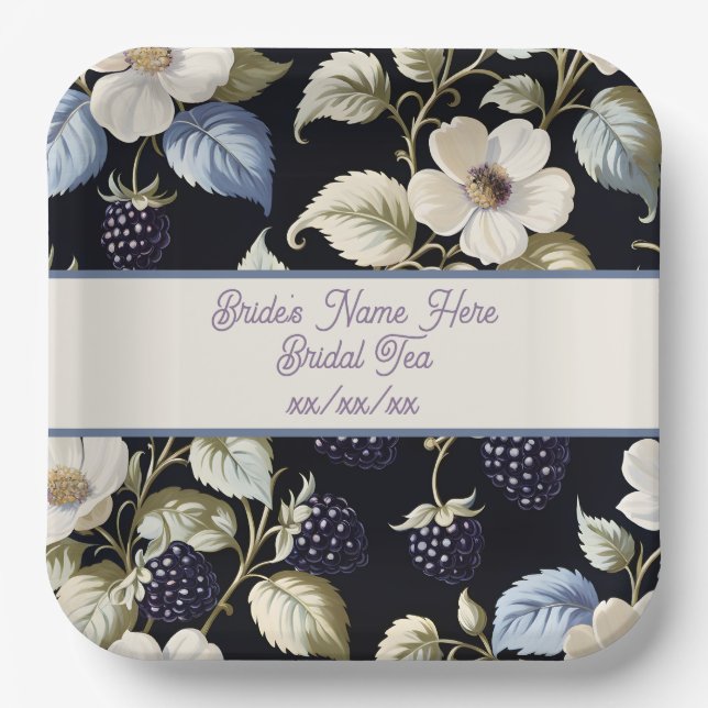 Assiettes En Carton Regal Elegance Blackberry & Blooms (Recto)
