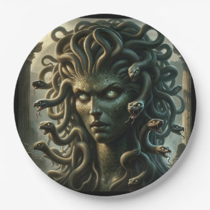 Assiettes En Carton Regard de Méduse Tête de Mort aux Serpents