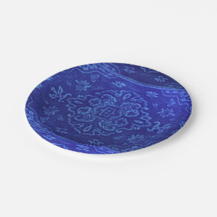 Assiettes En Carton Regard de tapis de Perse dans le bleu