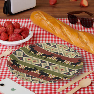 Assiettes En Carton Regard ethnique vert rouge ivoire ocre