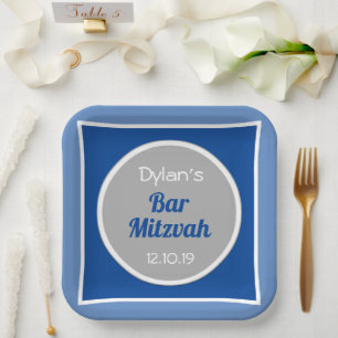 Assiettes En Carton Regarde ! Barre personnalisée Mitzvah