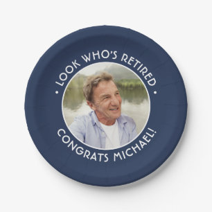 Assiettes En Carton Regardez qui est retraité Marine & White Retraite