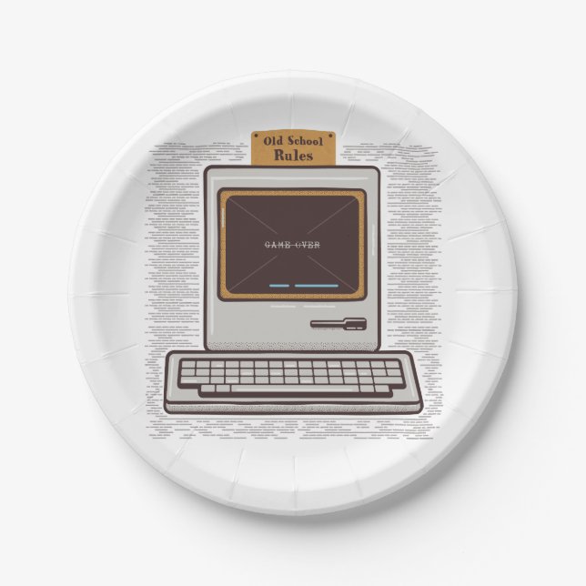 Assiettes En Carton Règles Ancienne École Jeu Rétro Informatique Termi (Devant)