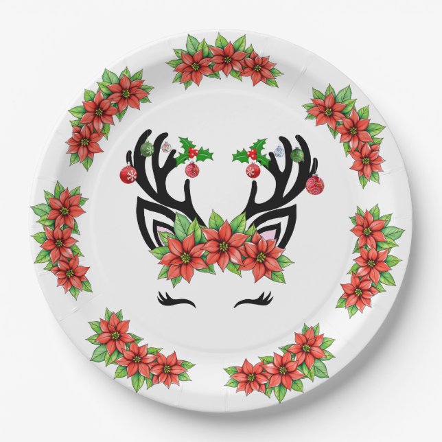 Assiettes En Carton Reinder de Noël (Devant)