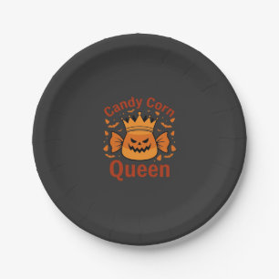 Assiettes En Carton Reine Candy Corn Couronne Halloween Chauves-souris