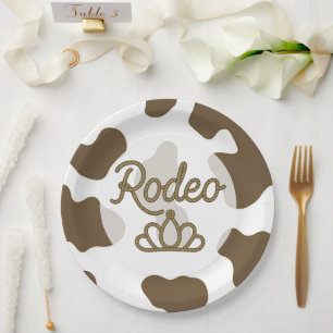 Assiettes En Carton Reine de Rodéo Couronne de Tiare Western Fête